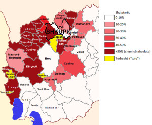 perqindja e shqiptareve sipas rajoneve